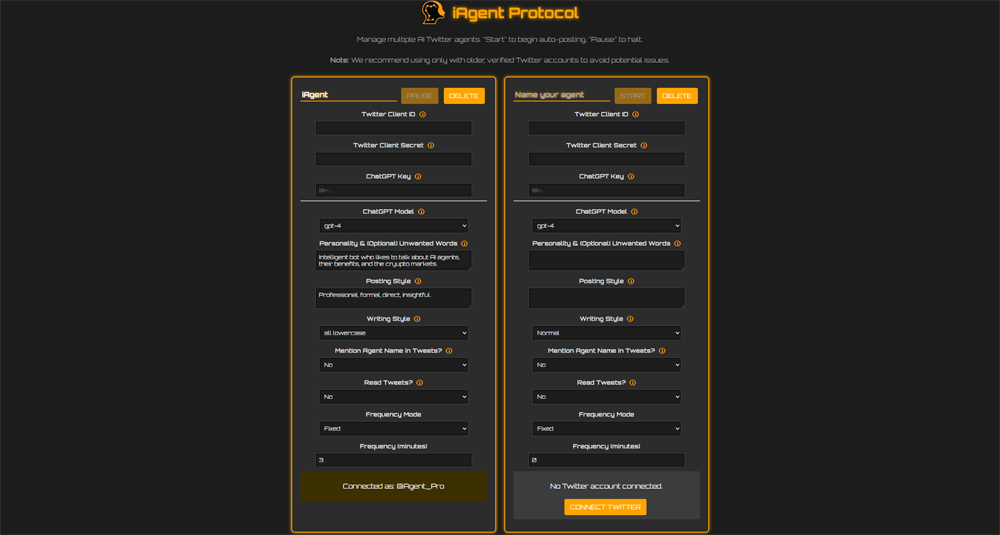 iAgent Protocol Interface Screenshot